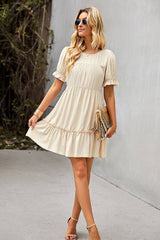 Ruffled Breeze Short Dress - MVTFASHION