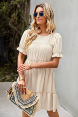 Ruffled Breeze Short Dress - MVTFASHION