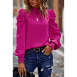 Ruffled Elegance High Neck Top - MVTFASHION