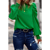 Ruffled Elegance High Neck Top - MVTFASHION