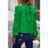 Ruffled Elegance High Neck Top - MVTFASHION