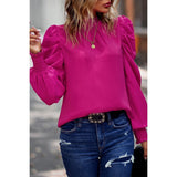 Ruffled Elegance High Neck Top - MVTFASHION