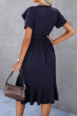 Scoop Neck Short Sleeve Midi Dress - MVTFASHION.COM