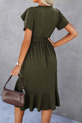 Scoop Neck Short Sleeve Midi Dress - MVTFASHION.COM