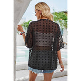 See Through Swiss Dot Loose Kimono - MVTFASHION.COM