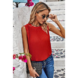 Sleeveless Pleated Round Neck Loose Fit Top - MVTFASHION.COM
