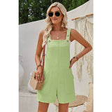 Sleeveless Square Neck Solid Pockets Loose Romper - MVTFASHION.COM