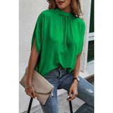 Solid Cape Short Sleeve Loose Top - MVTFASHION
