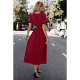 Solid Cut Out A Line Fit Long Dress - MVTFASHION.COM