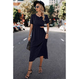 Solid Cut Out A Line Fit Long Dress - MVTFASHION.COM