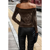 Solid Off Shoulder Close-fitting Top - MVTFASHION