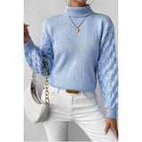 Solid Roll Neck Knit Cross Sleeve Loose Pullover - MVTFASHION.COM