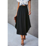 Solid Ruffled Midi Skirt - MVTFASHION