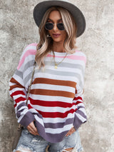 Striped Color Block Women's Sweater - Cozy and Stylish - MVTFASHION