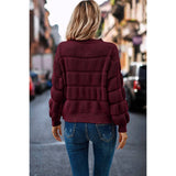 Thick Knit Strip Loose Solid Round Neck Sweater - MVTFASHION.COM