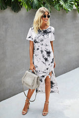 Tie-Dye Asymmetric Hem Dress - MVTFASHION