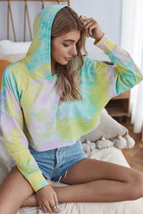 Tie Dye Crop Pullover Hoodie Sweatshirt Loungewear - MVTFASHION
