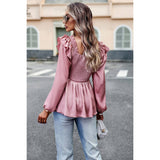 Truffle Solid Ruffle Sleeve Square Neck Blouse - MVTFASHION