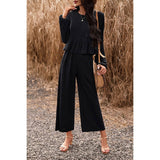 Two Pieces Button Back Ruffle Plain Pocket Sets - MVTFASHION