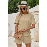 Two Pieces Pocket Trim Solid Loose Fit Sets - MVTFASHION.COM