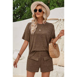 Two Pieces Pocket Trim Solid Loose Fit Sets - MVTFASHION.COM