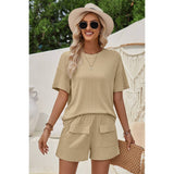 Two Pieces Pocket Trim Solid Loose Fit Sets - MVTFASHION.COM