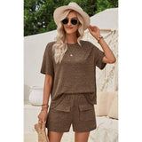 Two Pieces Pocket Trim Solid Loose Fit Sets - MVTFASHION.COM