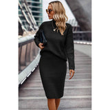 Two Pieces Solid Thick Knit Loose Wrap Dress Sets - MVTFASHION