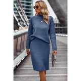 Two Pieces Solid Thick Knit Loose Wrap Dress Sets - MVTFASHION