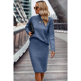 Two Pieces Solid Thick Knit Loose Wrap Dress Sets - MVTFASHION