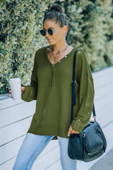 V Neck Button Long Sleeves Sweater - MVTFASHION