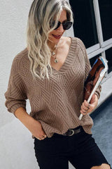 V NECK CROSS LONG SLEEVES SWEATER - MVTFASHION