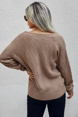 V NECK CROSS LONG SLEEVES SWEATER - MVTFASHION