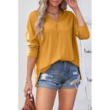 V Neck Long Sleeve Solid Knit Pullover - MVTFASHION