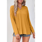 V Neck Long Sleeve Solid Knit Pullover - MVTFASHION