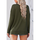 V Neck Long Sleeve Solid Knit Pullover - MVTFASHION