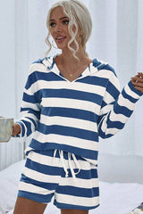 V Neck Striped Long Sleeve 2 Pieces - MVTFASHION