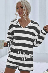 V Neck Striped Long Sleeve 2 Pieces - MVTFASHION