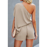 Whispering Petals One Shoulder Romper - MVTFASHION