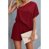 Whispering Petals One Shoulder Romper - MVTFASHION