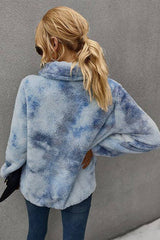 Zip-up Tie Dye Pullover Sweatshirt - MVTFASHION